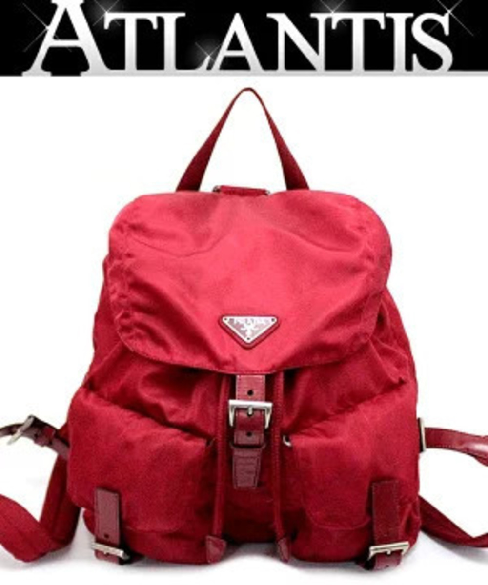 Prada Triangle Backpack Red